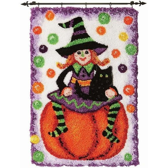 ShowNiceArt Latch Hook Rug Kits, Halloween Wizard | Home Carpet Rug Making Canvas Kits 50×38cm/20*15in