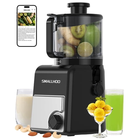 SMALLHOO Juicer Machines 6.5" Extra Wide Chute, 3-in-1 for Juice, Sorbet & Nut Milk, Cold Press Juicer for Whole Fruit, Quiet, Easy to Clean & BPA-Free