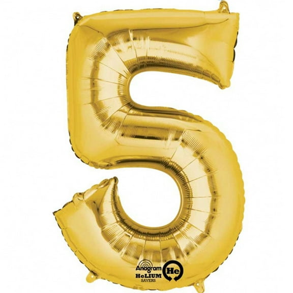 Mayflower Distributing 34" Gold Number 5 Shape Party Balloon