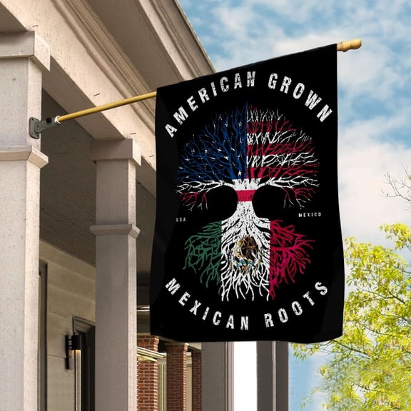 American Grown Mexican Roots Mexico Flag Souvenir friendship Proud House Flag, Double-Sided Decorative Outdoor Flag, Patriotic Polyester Yard Flag 29.5 x 39.5 in