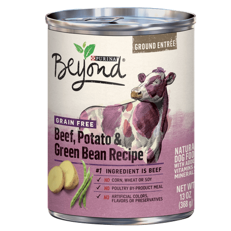 Purina Beyond Grain Free, Natural Pate Wet Dog Food, Grain Free Beef, Potato & Green Bean Recipe - (12) 13 oz. (Best Canned Dog Food For Constipation)