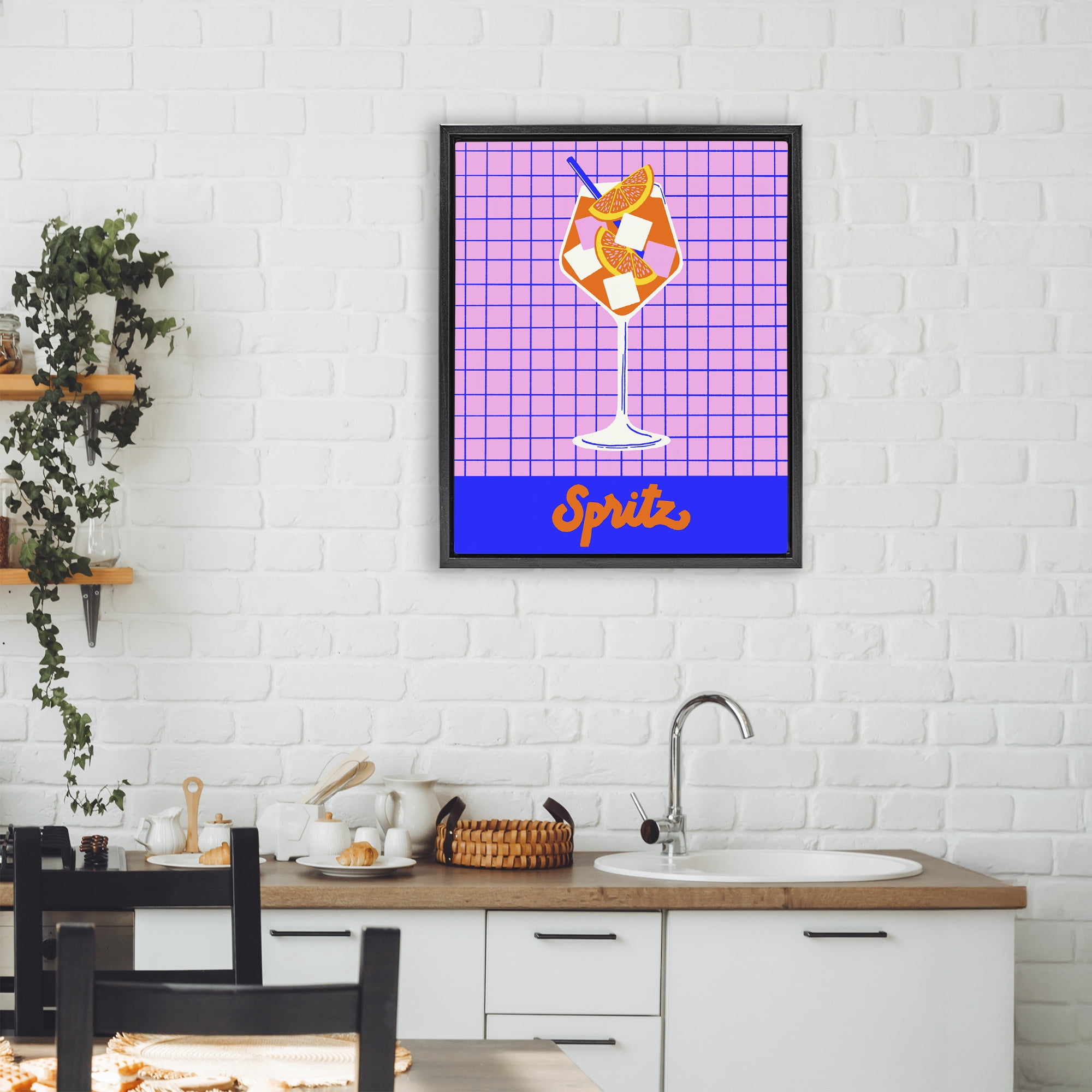 Stupell Industries Colorful Summer Spritz Drink Black Framed Floater Canvas Wall Art, design by Indira Prieto | IndySign