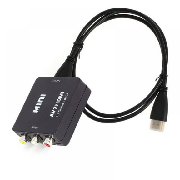 GJX RCA to HDMI Converter Mini Composite AV to HDMI Video Adapter Box with USB Power Cable