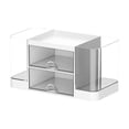 thumbnail image 2 of Clear Plastic Desk Organizer with Drawers and Compartments, Desktop Storage Caddy with Pen Holders for Office Supplies, Makeup, and Accessories, 2 of 6