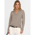 thumbnail image 5 of Women'S V Neck Long Sleeve Sweaters Dressy Casual Business Basic Knit Pullover Top Khaki 5XL, 5 of 9
