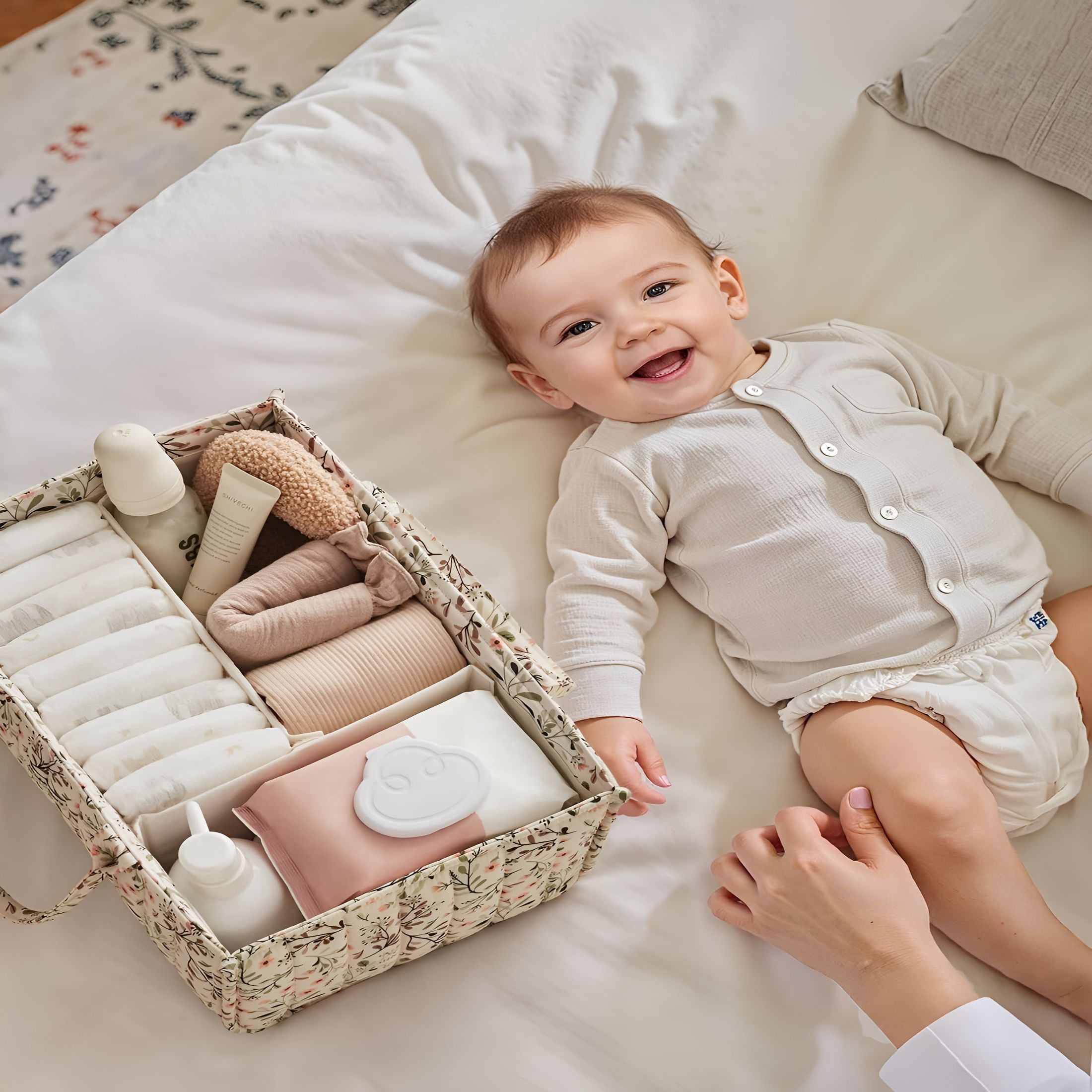 GASTROPOD 2026 New Floral Diaper Caddy Organizer,Stylish Nursery Storage Basket,Diaper Bag,Gift for Baby Shower,Baby Registry Must Have,Newborn Essentials,Pastoral Daisy