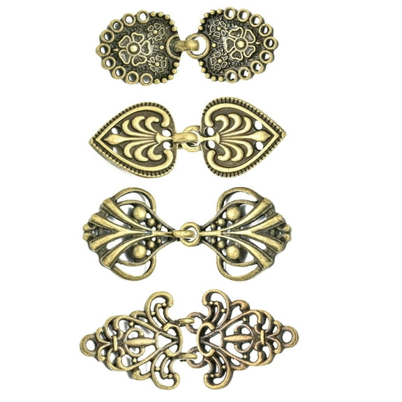 4 Pieces Vintage Sweater Clips Cardigan Clip Shawl Clips Retro Cloak Sweater Clips Antique Swirl Collar Clip Clasps