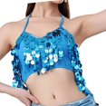 thumbnail image 2 of Top corto con borlas para danza del vientre, llamativo atuendo para fiestas y clubes, top con brillo para Azul claro, 2 of 9