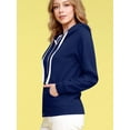 thumbnail image 3 of Made by Johnny Women's Active Fleece Zip Up Hoodie Sweater Jacket L NAVY, 3 of 6