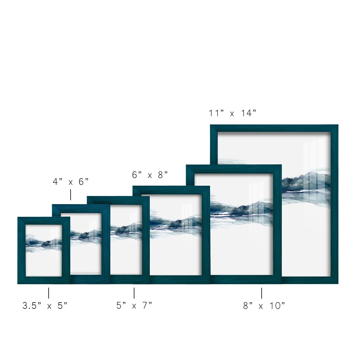 Stark Horizon II - Framed Print w/glass - Ocean Blue