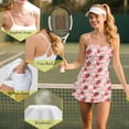 thumbnail image 6 of Yuyamidu Strawberry Tennis Dress Built in Shorts Flowers Spaghetti Straps Tennis Dresses Stretchy Womens Golf Outfit Pink Sleeveless Cross Back Dress Size S, 6 of 7
