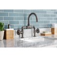 thumbnail image 3 of Kingston Brass KS217RXVN Belknap Industrial Style Wheel Handle Bridge Bathroom Faucet with Pop-Up Drain, Black Stainless, 3 of 7