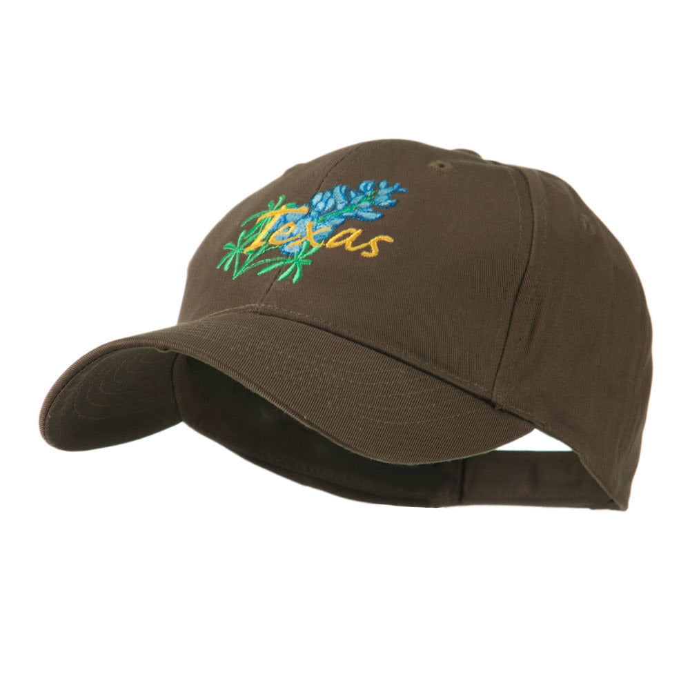 USA State Flower Texas Bluebonnet Embroidered Cap - Brown OSFM
