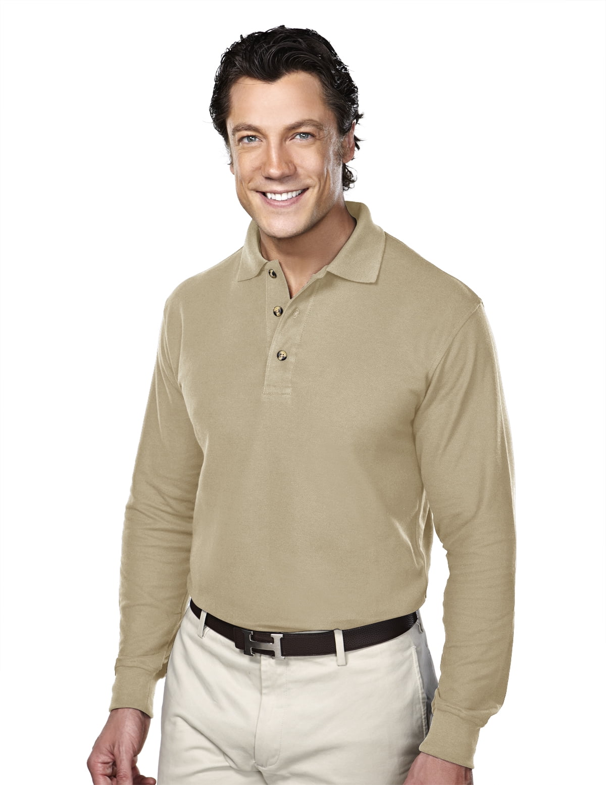 Long Sleeve Pique Polo Golf Shirt 