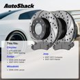 thumbnail image 3 of AutoShack Rear Solid Drilled & Slotted E-Coated Brake Rotors + Premium Ceramic Pads 6-PC Brake Kit Replacement for 2007-2017 Jeep Patriot 2007-2017 Jeep Compass ShadowGuard 10.31" (261.8 mm), 3 of 5