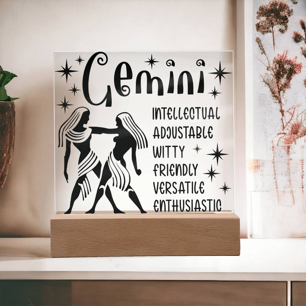 Gemini Zodiac Sign Positive Traits Acrylic Square Plaque
