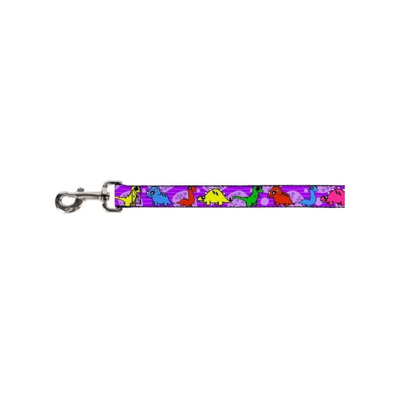 Mini Friendly Cute Smiling Dinosaur Characters on Purple Animal Pet Dog Leash