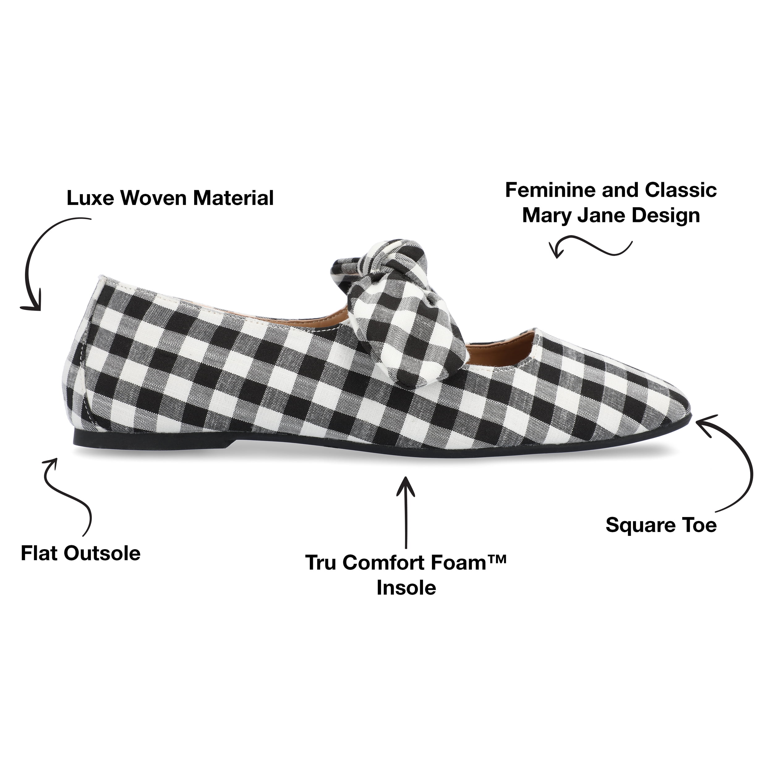 Journee Womens Seralinn Mary Jane Slip On Square Toe Dress Flats