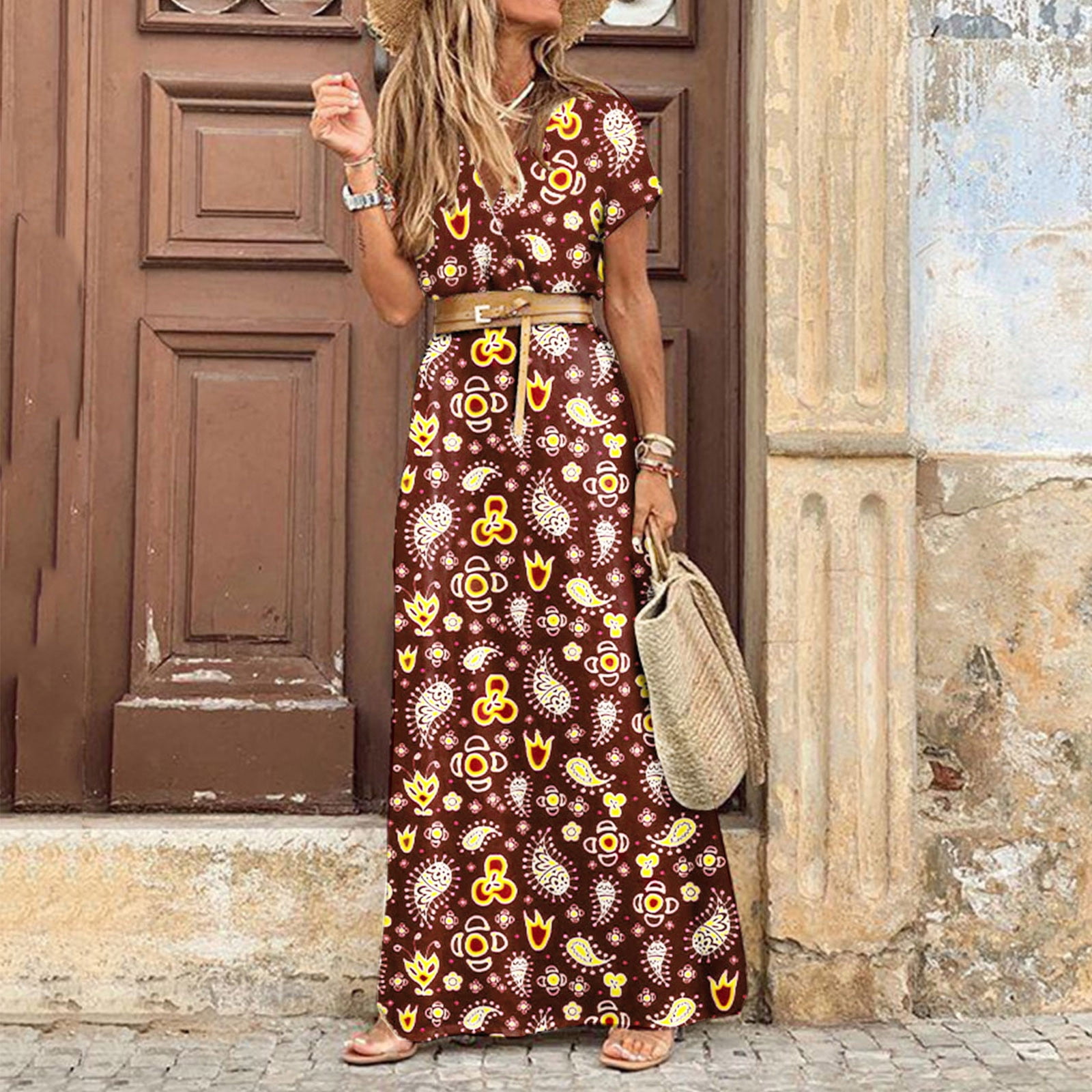 Maxi Dress Petite Summer Shift Dresses Woman Casual Summer Ruffle Dress  Petite Maxi Dresses For Short