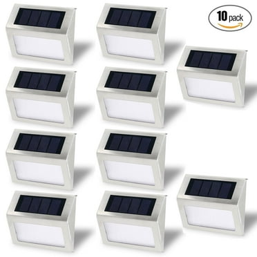 Solar Stair Light, EpicGadget Waterproof Outdoor LED Step Lighting 3 LED Solar Powered Step Lights Stainless Steel Outdoor Lighting for Steps Paths Patio Stairs (Pack 10)