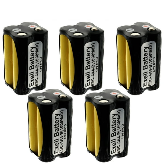 5x Exell Custom 4.8V 1000mAh NiCd 4xAA Square Button Top Battery Pack