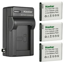 Kastar 3-Pack BP-70A Battery and AC Wall Charger Replacement for Samsung ST66, ST67, ST68, ST70, ST700, ST71, ST72, ST73, ST75, ST76, ST77, ST78, ST79, ST80, ST88, ST89, ST90, ST91, ST93, ST94 Camera