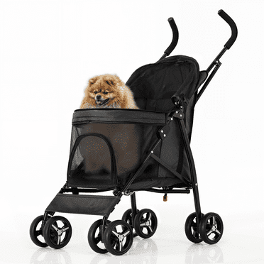 Adjustable Canopy Portable Pet Travel Carrier Cart Folding 4-Wheels Dog Stroller