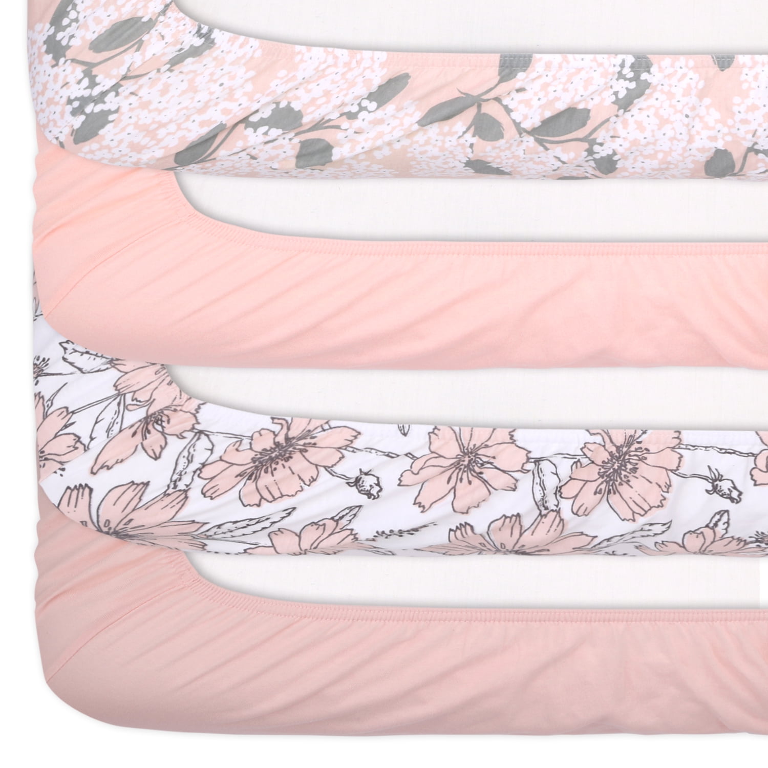 The Peanutshell Cottage Floral Organic Cotton Jersey 4 Pack Fitted Crib Sheets