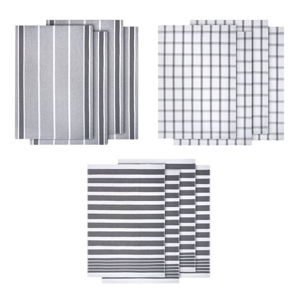 Kitchen Works Serviettes de Cuisine, Lot de 12 Gris