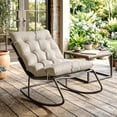 thumbnail image 2 of Outsunny Outdoor Rocking Chair w/ Cushion, Oversized Patio Chair, Khaki, 2 of 10