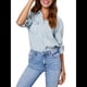 thumbnail image 1 of Blusa Vaquera Informal de Larga con Cuello en V y Botones para Mujer Azul S, 1 of 10