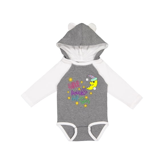 Inktastic Twinkle, Twinkle, Little Star with Yellow Moon in Night Cap Boys or Girls Long Sleeve Baby Bodysuit