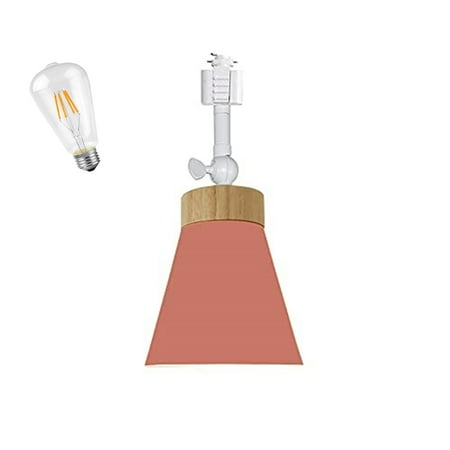 

FSLiving 1-Pack 12V Retro Mini Adjustable Angle H-Type Track Lighting E26 Base Ceiling Light Track Light Fixture Nordic Style Macaron Pink Metal Shade for Gallery Mirror Front Office Loft