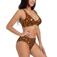 thumbnail image 2 of Kdxio Autumn Leaves Print Women's 2 Piece High Waisted Wrap Spaghetti Strap Summer Swimsuit Bikini Set-Large, 2 of 7