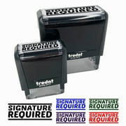 Signature Required Self-Inking Rubber Stamp Ink Stamper for Business Office - Blue Ink - Small 1-1/2 Inch