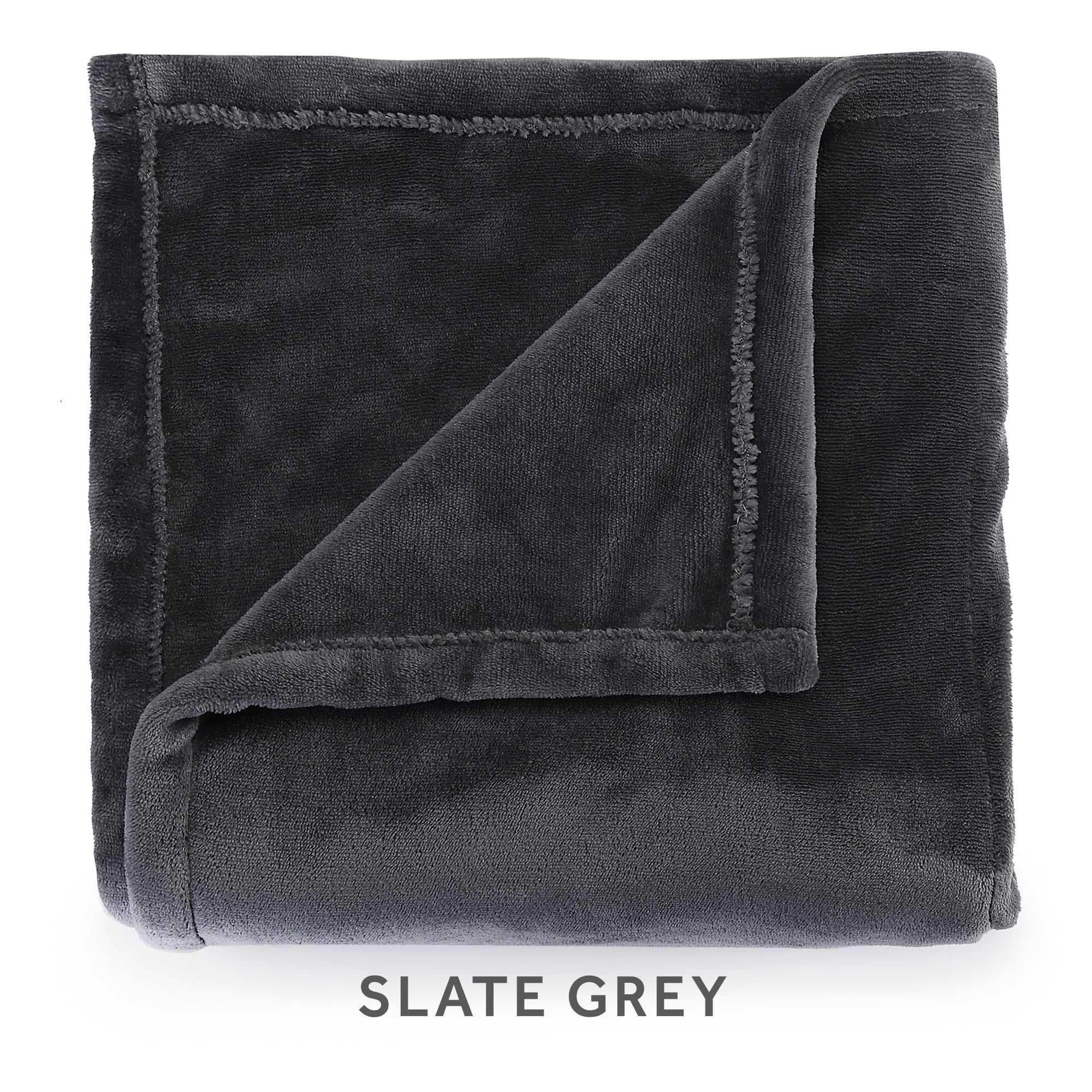 Sunbeam Slate Grey Velvet Plush Electric Heated Blanket Twin Size, 84" x 62", 10 Heat Settings, Fast Heating, Heating Blankets with Controller, Auto-Shut Off, Machine Washable