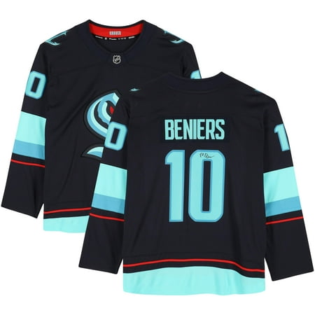 Matty Beniers Seattle Kraken Autographed Navy Fanatics Breakaway Jersey - No Patch - Fanatics Authentic Certified