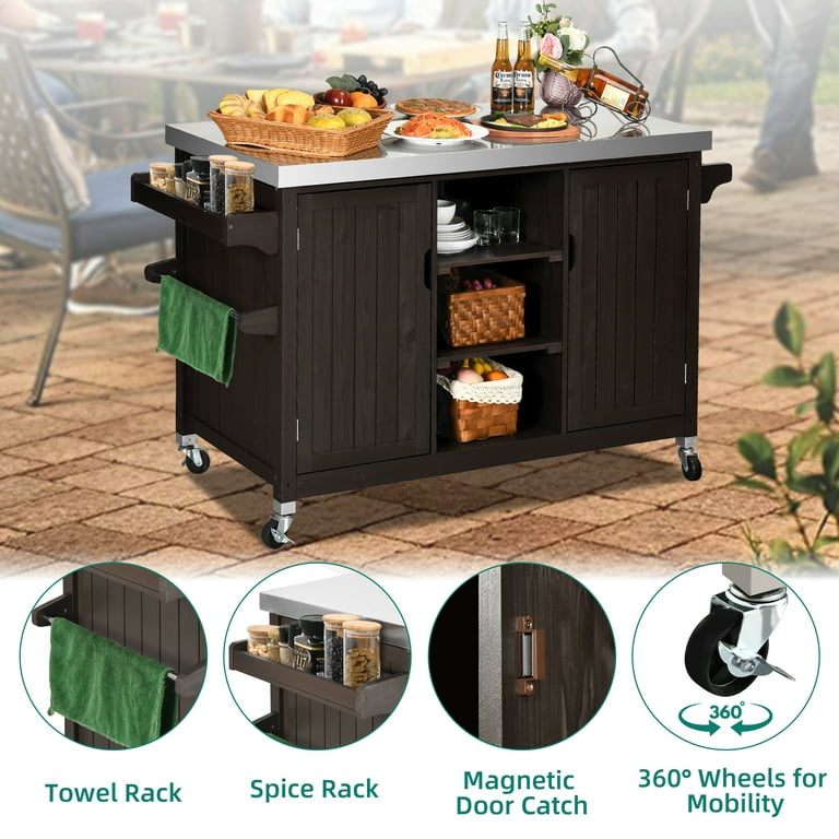 Dextrus XL Solid Wood Outdoor Storage Cabinet - Versatile Movable