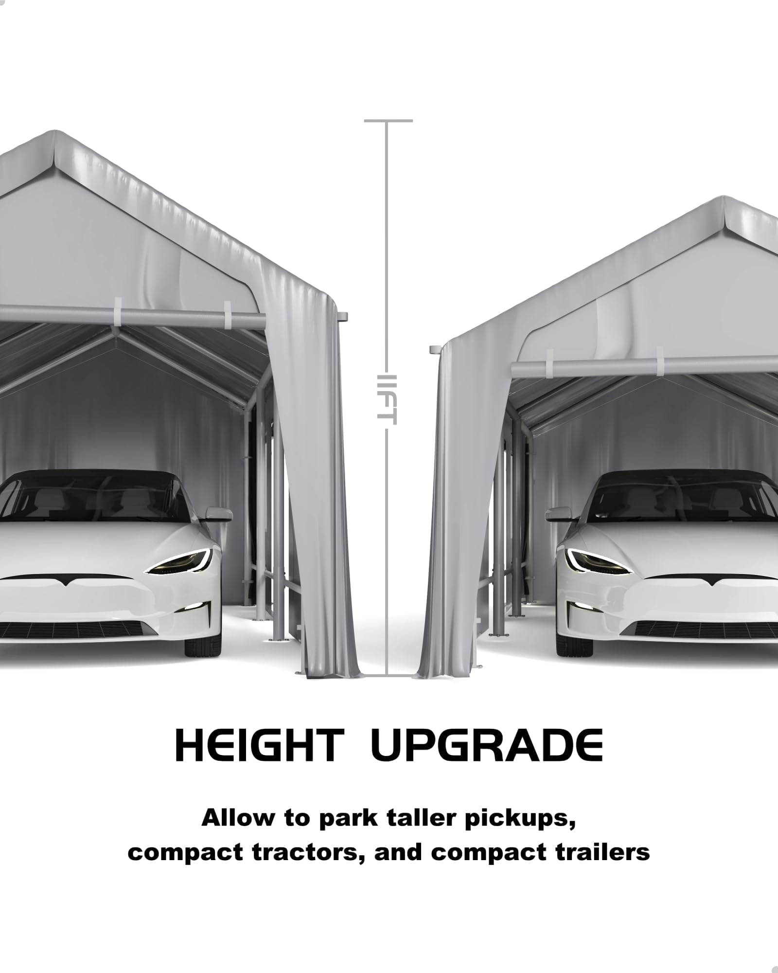 Waterproof Heavy Duty Carport Canopy, UV Resistant Multi-Use Outdoor Storage Garage Party Tent, Grey, 4x6M