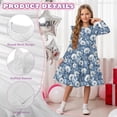 thumbnail image 5 of FKELYI Blue Dandelion Print Ruffle Twirly Dress for Girl Long Sleeve Crew Neck Casual Dress for Party Holiday Spring Fall Playwear for 3-14 Y Girls, 7-8 Y, 5 of 6