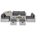 thumbnail image 2 of Costway 8PCS Patio Rattan Furniture Set Storage Waterproof Cover Grey Cushion, 2 of 10