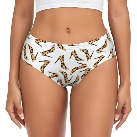 Womens Underwear - Leopard print shoes funny fashion No Show Seamless Underwear for Women  Kawaii Soft Stretch Women s Panties  Hipster Ladies Panties Bikini Underwear Briefs