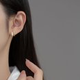 thumbnail image 2 of Solid 925 Sterling Silver CZ Huggie Earrings Half Hoops for Women Teens Double Hoop Earrings Studs Open Hoops Minimalist, 2 of 6