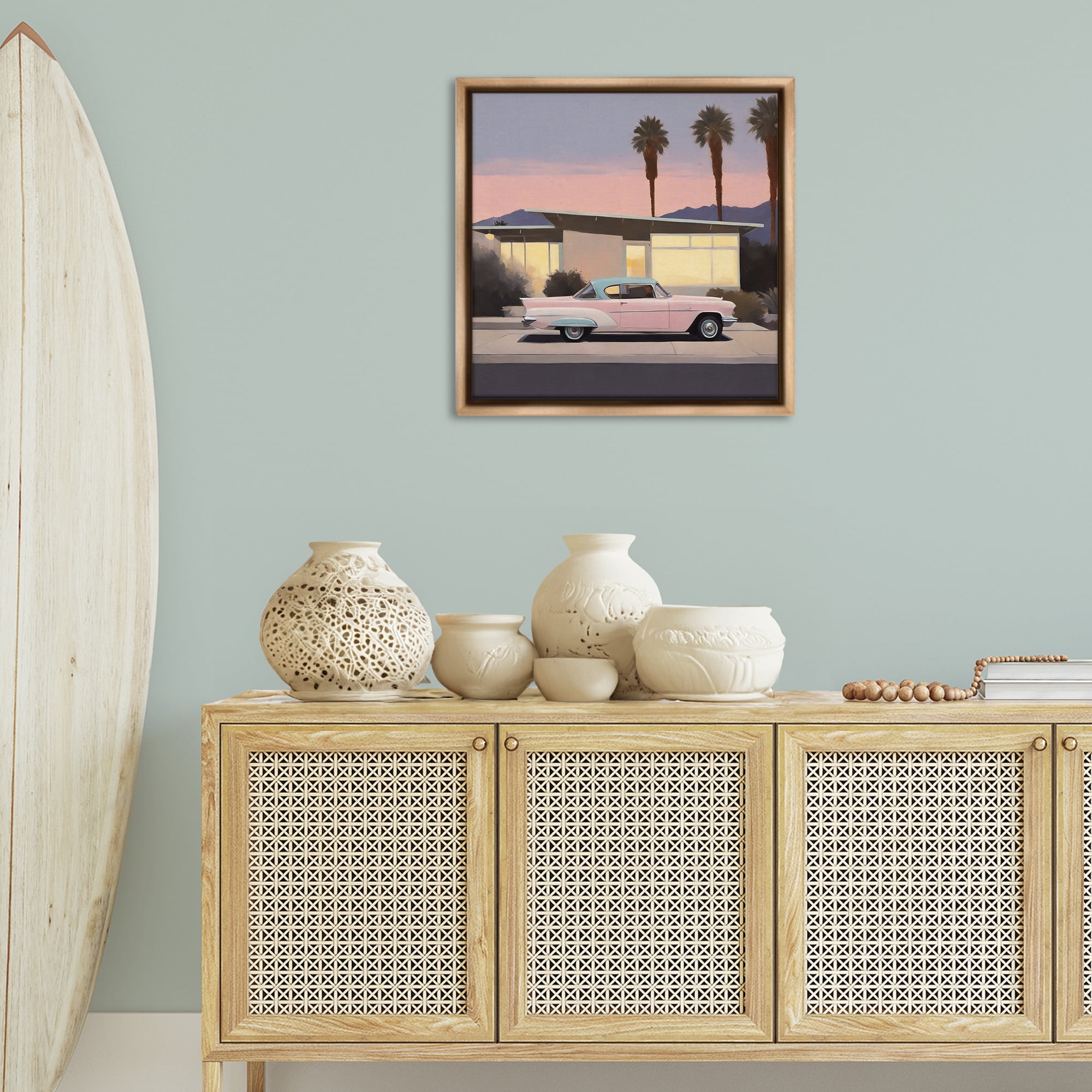 Stupell Industries California Classic Car Transportation Painting Brown Floater Framed Canvas Art Print Wall Art, 25 x 25