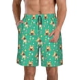 thumbnail image 2 of Uemuo Bulldog Puppy Flower Pattern Men's Swim Trunks Hawaiian Beach Bathing Suit Swimsuits Beach Quick-Dry Shorts with Pockets-Medium, 2 of 9