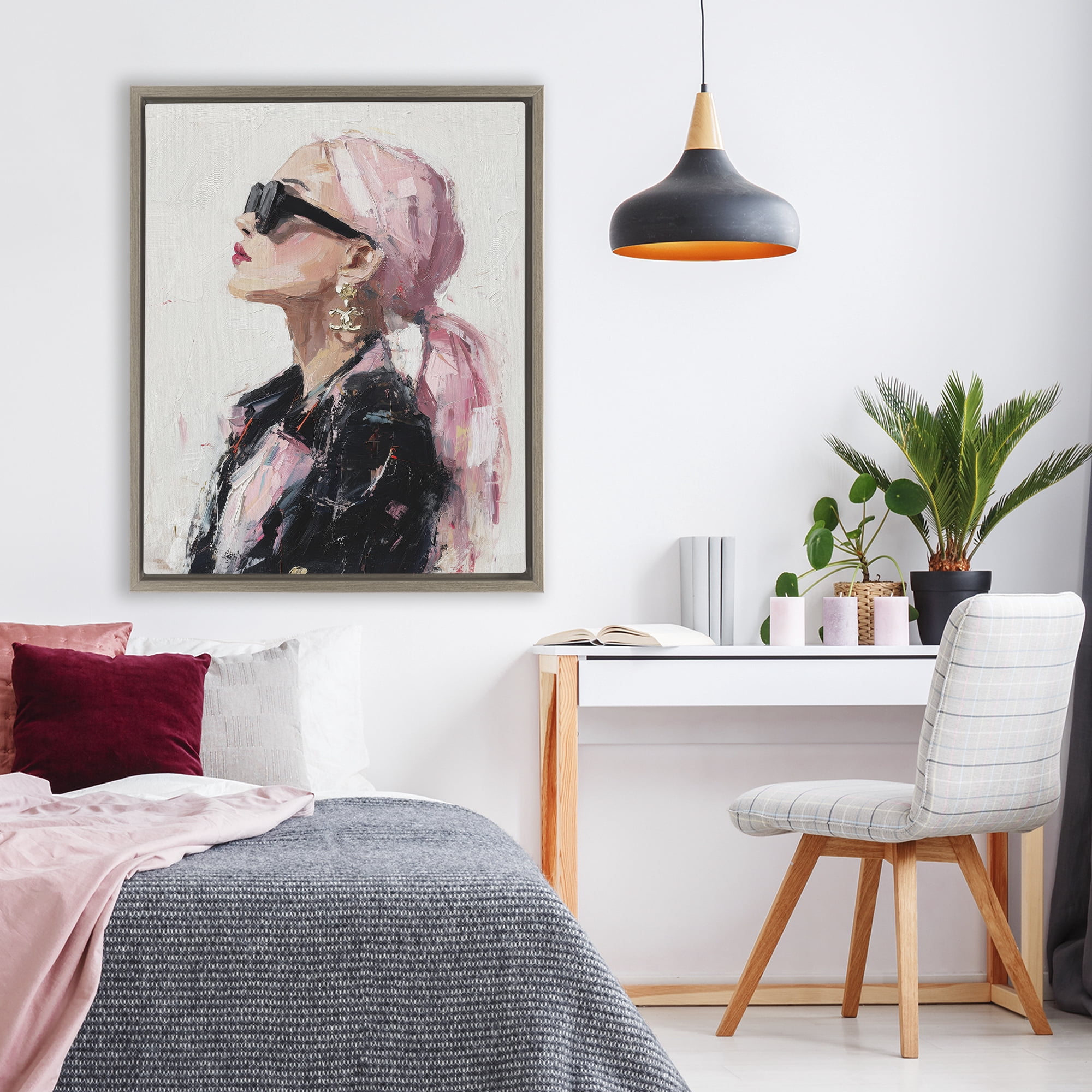 Stupell Industries Pink Daydream Impression Brown Framed Floater Canvas Wall Art, design by Svetlana Aleynikova