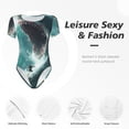 thumbnail image 4 of Saiise Combinaison à Manches Courtes pour Femmes Motif Requin de Surf Pyjama à Col Rond Justaucorps Extensible avec Fermeture à Pression-Grand, 4 of 7