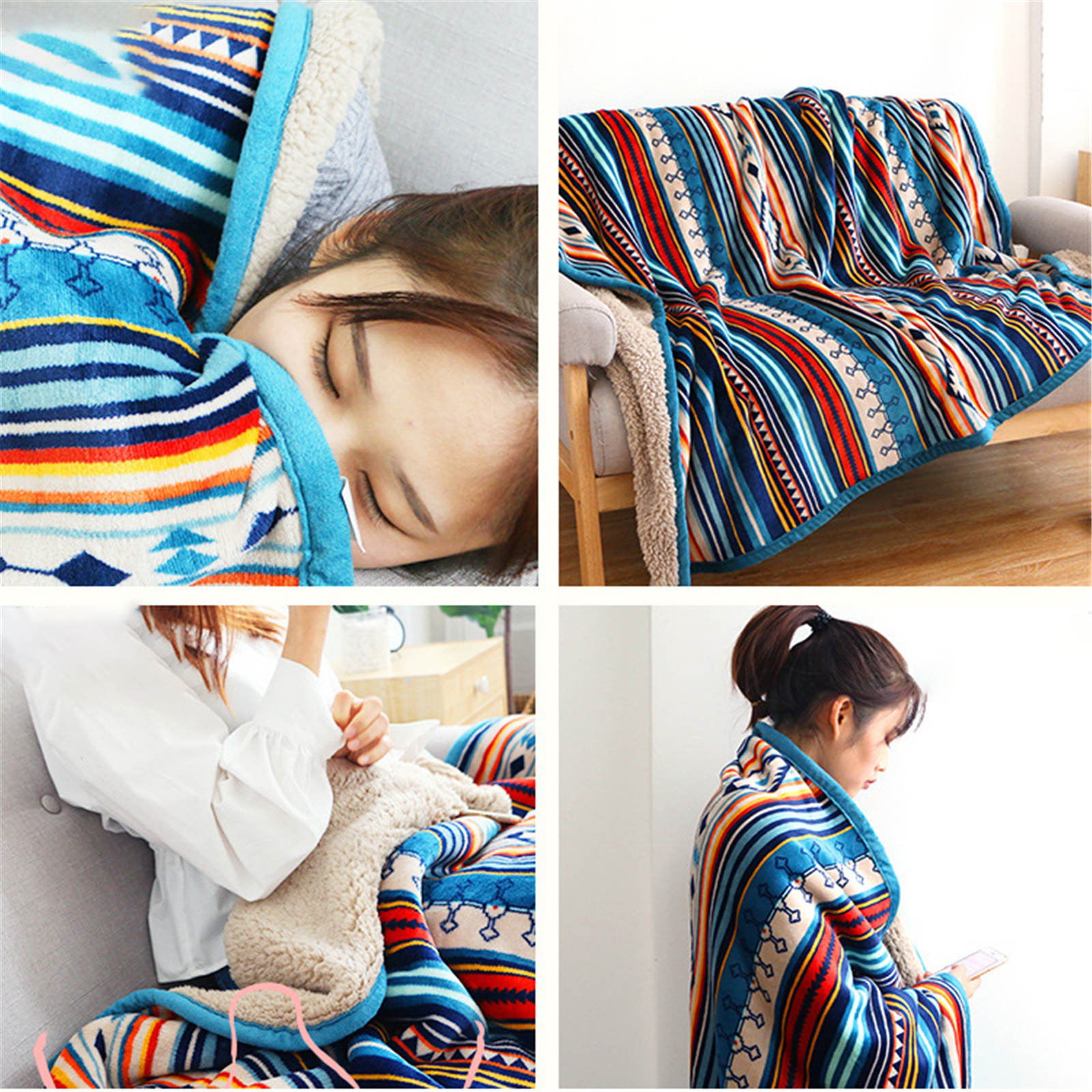 Details about   Retro Flannel Fleece Bohemian Couch Throw Blanket Sofa Portable Travel Cover 