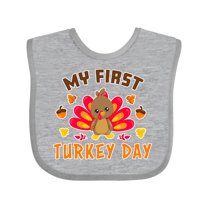 Inktastic My First Turkey Day with Turkey and Leaves Boys or Girls Baby Bib