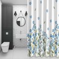 thumbnail image 4 of Light Blue Flowers Shower Curtain for Bathroom Decor, Green Leaf Spring Plant Country Floral Waterproof Fabric Shower Curtain, 54"x78" Set with 12 Hooks, 4 of 9